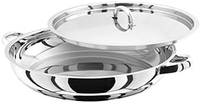 Judge Speciality Cookware JA71 Large Stainless Steel Paella Pan and Lid 30cm Induction Ready. Oven Safe, Dishwasher Safe - 25 Year Guarantee