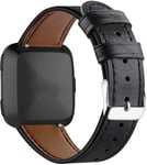 NeatCase Quick Release Leather Watch Strap compatible with Fitbit Versa Band (Black)