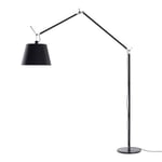 Artemide - Tolomeo Mega Golvlampa, Svart, Skärm i Svart satintyg Ø 42 cm, Med On-off knapp - Svart - Svart - Skärmlampor