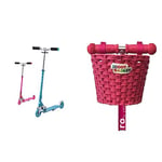 Osprey Kids Scooter | 2 Wheeled Folding Kick Scooter for Children Boys Girls with Adjustable Bar, Rear Brake and ABEC 5 Bearings, Multiple Colours & Scoot Basket: Pink