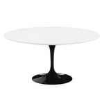 Knoll - Saarinen Round Table - Matbord Ø 152 cm Svart underrede skiva i Vit laminat - Matbord