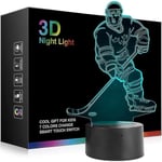 Nattlampa för hockeyspelare, hockey 3d-lampa belysningslampor för barn 7 LED-färgförändrande touch-bordslampor coola leksaker presenter födelsedag jul D