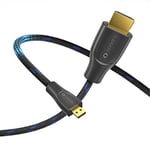 Sonero® câble Premium High Speed ​​Micro HDMI vers HDMI 4K, fiche Micro HDMI D vers fiche HDMI A, contacts plaqués Or, double blindage, gaine textile, 1.50m