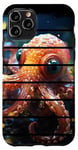Coque pour iPhone 11 Pro Rétro mignon orange bébé pieuvre, Deep Sea Kraken Anime Art #2