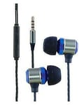 Blue Metal Noise Isolating Handsfree Headphones Earphones Earbud Mic & Remote 