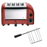 Dualit 4 Slot Classic Toaster with Sandwich Cage - Four Wide Slots - 40591 Red