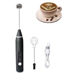 USB Rechargeable Milk Frother Handheld Multi-Functional Electric Foam Maker with 2 Stainless Whisks, 3 Speed Adjustable Mini Milk Foamer, Perfect for Blending Bulletproof Coffee,Latte,Cappuccino