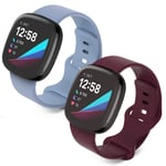 MJrom Compatible with Fitbit Versa 3 Strap/Fitbit Sense Strap, Soft Silicone Sport Replacement Straps for Versa 3/ Sense Woman Man (Large, Wine Red+Lavender)