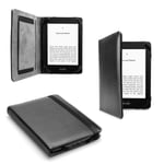 Premium Black Pu Leather Case Cover With Handgrip For Kobo Clara Hd (2018)
