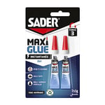 Sader Maxiglue Gel – Super Glue Universelle – Tous Matériaux – Colle de Réparation à Prise Rapide – Colle Extra Forte – Transparente – 2 Tube de 3 g