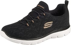 Skechers Women's Summits Leopard Spot Trainers,Black Mesh / Rose Gold Trim,5 UK