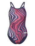 Women's Swimsuit Lightdrop Back Marbled Black-Blac Sport Swimsuits Navy Arena