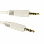 2M AUX 3.5mm Stereo Jack Male to Male WHITE Audio Cable Bass Sound TRS Lead 3.5
