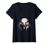 Womens Wings of Freedom: Majestic Eagle Graphics for Patriotic Prid V-Neck T-Shirt
