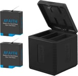 AFAITH GoPro Hero 8/7/6/5 ersättningsbatterier 2-pack och 3-kanals laddare och typ C-kabel