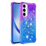 SKALO Samsung A55 5G Juoksuhiekka Glitter Sydämet TPU kuori - Violetti-Sininen