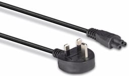 3m UK 3 Pin Plug to IEC C5"Cloverleaf" Power Cable, Black