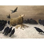 Schenck Anguish Sheep Ewe Crows Carrion Painting Premium Wall Art Canvas Print 18X24 Inch