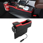 Automotive storage box LGMIN DERANFU Multi-function Car Main Driving Position Dual USB Charging Digital Display Storage Box Crevice Water Cup Holder (Black) products (Color : Black Red)