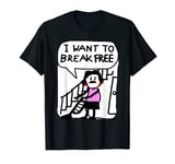I Want To Break Free Funny Music Stick Figure Hoover T-Shirt