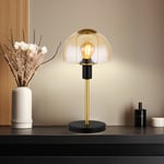 Globo - Lampe de table lampe de lecture lampe de table verre doré touche chambre, métal noir, 1x douille E14, DxH 15x32 cm