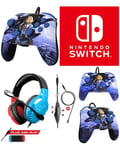 CASQUE PC NINTENDO SWITCH ROUGE ET BLEU + Manette Filaire REMATCH SWITCH ZELDA HYRULE Officielle Nintendo Switch original