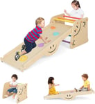 FANTASK Triangle d'escalade avec Toboggan, Cadre d'escalade 6 en 1, pour l'intérieur, avec marchepied réglable en Hauteur et Bascule