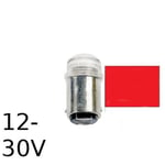 Röd LED signallampa T14x30 16lm Ba15d 0,2W 12-30V