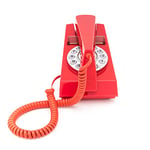 GPO Trim Phone, Push Button Retro Landline Corded Telephone, Authentic Bell Ring for Home, Hotels- (Red)