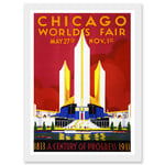 Cultural World Fair Chicago 1933 Centennial A4 Artwork Framed Wall Art Print