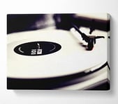 Vinyl Record Player Black And White Canvas Print Wall Art - Extra Large 32 x 48 Inches