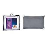 Silentnight Deep Sleep Mattress Topper, White, Double & Amazon Basics Microfibre Pillowcases, Dark Grey – Set of Two