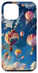 Coque pour iPhone 12 mini Ballons à air chaud de style impressionniste planant à travers les nuages