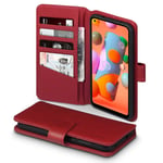 TERRAPIN, Compatible with Samsung Galaxy A11 Case GENUINE LEATHER Wallet Flip Cover - Red