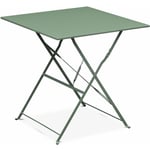 Sweeek - Table jardin bistrot pliable - Emilia carrée vert de gris - Table carrée 70x70cm en acier thermolaqué - Vert de gris