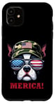 iPhone 11 Boston Terrier 4th July USA Flag Dad Father America Men Boys Case