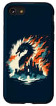 Coque pour iPhone SE (2020) / 7 / 8 Jeu de fantaisie château de réflexion double exposition Dragon Flamme