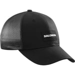 Salomon Trucker Unisex Curved Cap, Bold Style,Vesatile Wear, Trail Running Hiking, and Breathable Comfort, Black, M/L