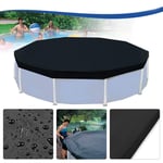 ZHENN Round Pool Cover, Dustproof Rainproof Waterproof Swimming Pool Cover Thickened Poncho Cover Cloth Solar Covers Protector Frame Pool Cover Ground Cloth black,395cm/13ft