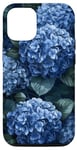 Coque pour iPhone 12/12 Pro Bleu Marine Hortensia Floral Hortensia Bleu Nature