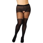NORTIE Silverfall Grenlösa Strumpbyxor med Lurexband Plus-Size - Svart - Plus size