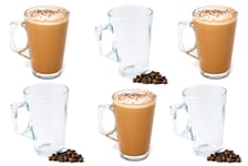 ZEEX Latte Glasses Set of 6 240ml (8.1oz), Toughened Glass Coffee Cups Compatible with Dolce Gusto and Tassimo Machine