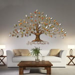 FMXYMC Fortune Tree Metal Wall Art, Light Luxury Home Sculpture Decor, 3D Leaves Wall Decoration, Creative Wall Hanging Décor, for Living Room,30" W x 18" H（77x45cm）