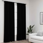 vidaXL Linen-Look Blackout Curtains with Hooks 2 pcs Black 140x245 cm Room