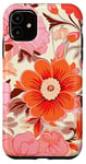 Coque pour iPhone 11 Motif floral rétro d'été floral jardin rouge