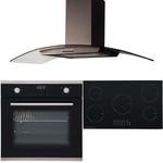SIA 60cm Single Oven, 5 Zone Electric Induction Hob And 90cm Curved Glass Hood