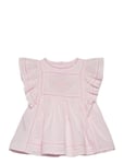 Broderie Anglaise Ruffled Dress Dresses & Skirts Dresses Casual Dresses Short-sleeved Casual Dresses Pink Mango