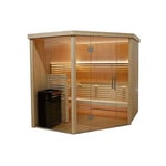 Desineo - Cabine de sauna Harvia d'angle 206 x 203,3 x 202 cm 3 ou 4 personnes poêle à sauna fournis