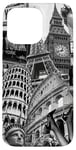 Collage rétro Paris New York Londres Rome World Travel Coque pour iPhone 15 Pro Max