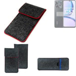 Protective cover for Realme C53 dark gray red edges Filz Sleeve Bag Pouch